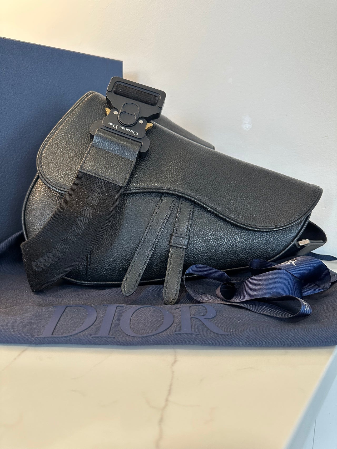 Calfskin Black Saddle Bag